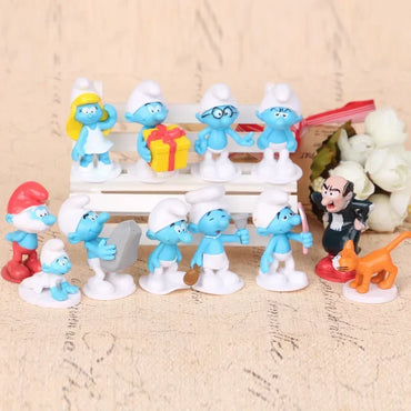 12 Smurfs Figures – Disney Blue Elf Hand Model Cake Ornaments, Smurfette & Friends Birthday Gift Set (4cm)