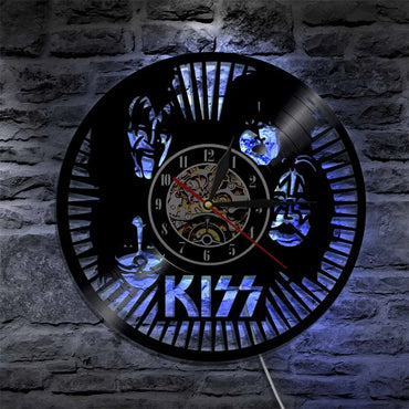 KISS Vinyl Record Wall Clock – Vintage Music Band Decor for Rock Fans | Retro-Inspired Home Decor & Gifts for Collectors