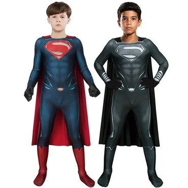 Child Adult Superman Superhero Clark Kent Kal El Cosplay Costume Bodysuit Jumpsuit Halloween Party Costumes