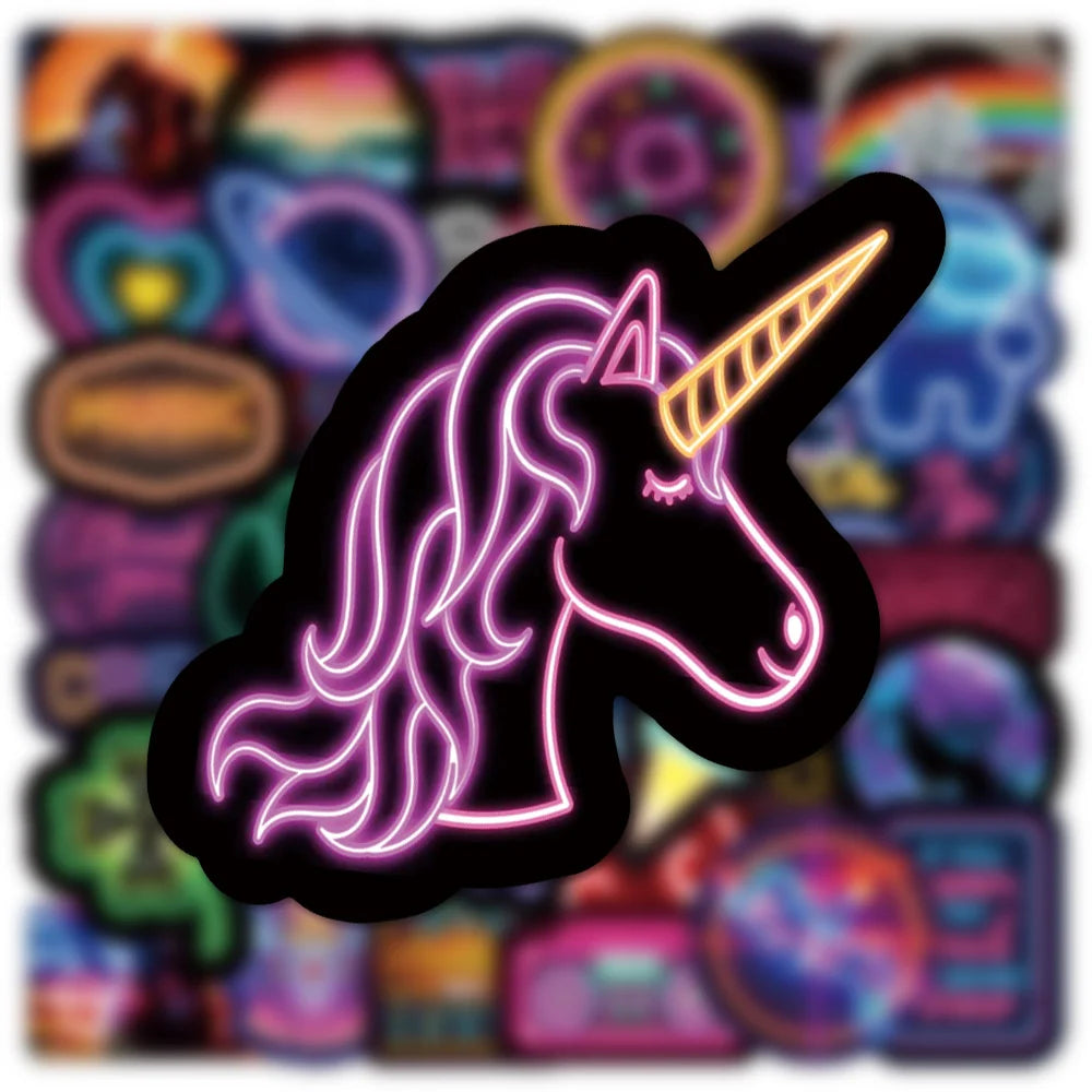 10/30/50PCS Neon Cartoon Graffiti Stickers – Trendy Waterproof Decals for Laptops, Skateboards, Guitars, and More | Perfect Gifts for Teens and Adults