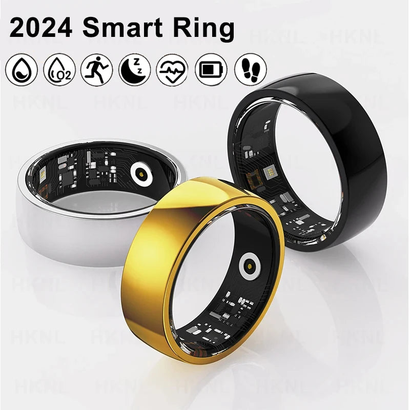 R09M Stainless Steel Smart Ring - Gen X Fashion Meets Health with Heart Rate, Blood Pressure, and Oxygen Monitoring