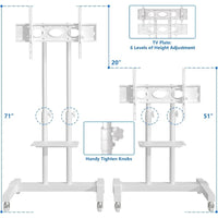 Mobile TV Stand Rolling Cart with Tilt Mount/Locking Wheels for 40-83 Inch Flat Screen/Curved TVs up to 110lbs