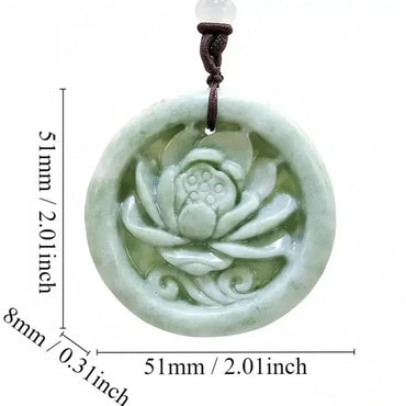 Light Green Natural Jade Flower Heart Pendant Necklace Real Jewellery Carved Gemstone Fashion Charm Amulet Gifts for Women Men