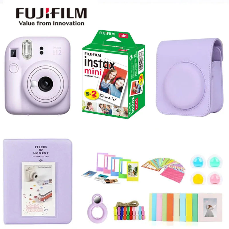 Fujifilm Instax Mini 12 – Gen X Instant Memories Kit: Stylish Camera, Bag & Film for Timeless Moments