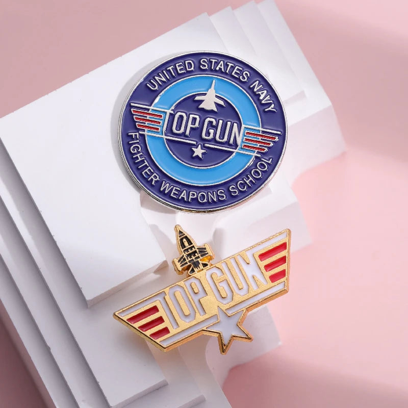 Top Gun Navy Fighter Weapons School Badge Enamel Pin – Vintage Metal Brooch for Backpack, Clothing, and Jewelry