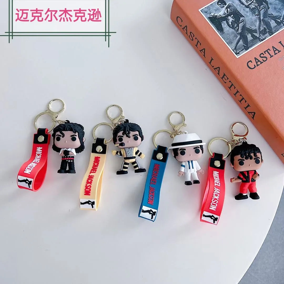 Creative Michael Jackson King of Dance Keychain – Handmade Key Ring Holder Pendant for Men and Women