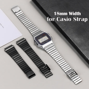 18mm Stainless Steel Watchband for Casio F-91W & Compatible Models