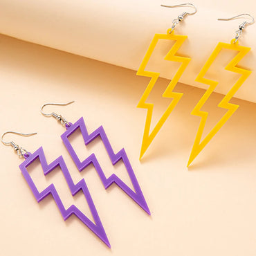 80s Neon Lightning Bolt Earrings – Retro Acrylic Drop Dangle Earrings for Women | Perfect 80s Party Costume Accessory