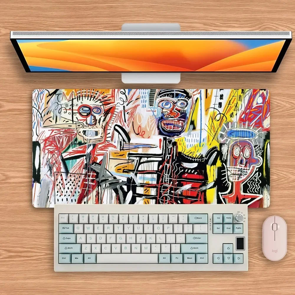 J-Jean-Michel Basquiat Art Mouse Pad – Large Keyboard Desk Mat for PC & Notebooks