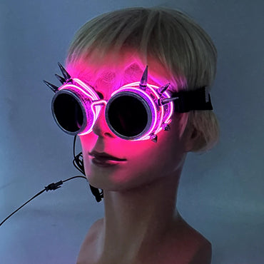 Retro LED Neon Glasses – Light-Up Steampunk Sunglasses for Parties, Weddings, & Events | Luminous Glow with Black Lens