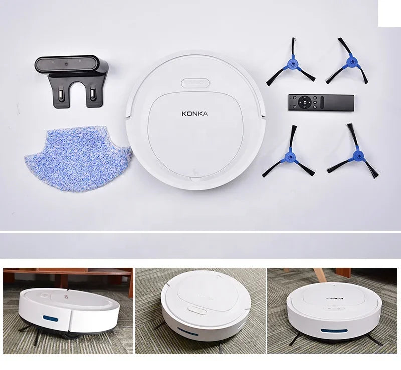 "KONKA V88 Robot Vacuum Cleaner - Gen X Efficiency: Simultaneous Sweep & Wet Mop for Hard Floors & Carpet, 150-Min Run with Auto-Charge"