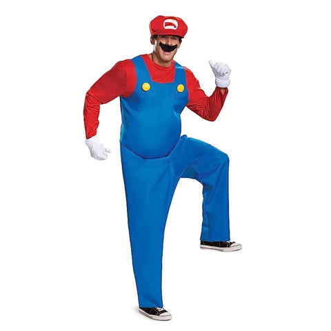 Disguise Mens Mari Costume Super Mario Bros Adult Costume with Hat and Mustache Festival Cosplay Performance Costumes