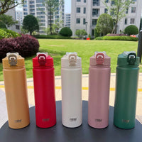 Thermos Bottle with Straw 750ml Stainless Steel Thermal Cup Car Insulated Flask Water Tumbler for Outdoor Sports